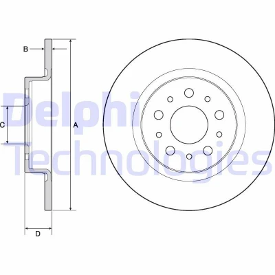 Bilde av DELPHI BG4690C Bremseskiver 264 10 5 fullt ut belagt ubehandlet uten hjullager, ABS sensorring FIAT: 500L