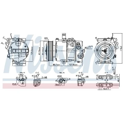 Bilde av NISSENS 890751 Kompressor DVE16N 12 PAG 46 YF R 134a, 1234yf