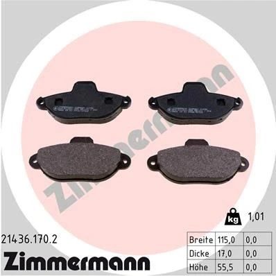 Bilde av ZIMMERMANN 21436.170.2 Bremseklosser klargjort for slitasjeindikator Bildet viser leveranseinnholdet FIAT: 500 C Cabrio, Panda II Hatchback