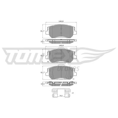 Bilde av TOMEX brakes TX 60 45 Bremseklosser framaksel med akustisk slitasjevarsel tilbehør HYUNDAI: Santa FE 3, Fé IV