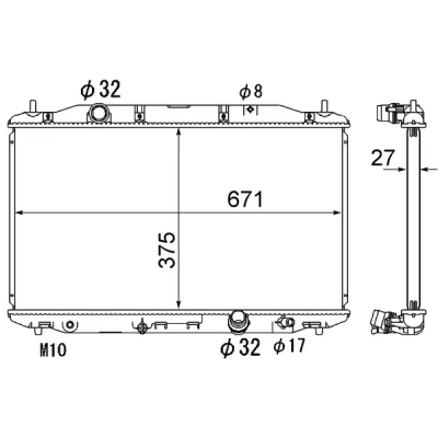 Bilde av MAHLE ORIGINAL Radiator 671mm 375mm 27mm Manuel girkasse Kjøleribber loddet CR 1895 000S