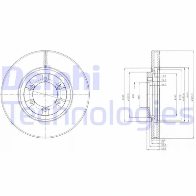 Bilde av DELPHI BG4133 Bremseskiver 303 28 6 ventilert oljet ubehandlet uten hjullager, ABS sensorring HYUNDAI: Terracan