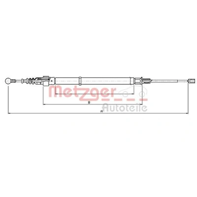 Bilde av METZGER 10.7139 Bremsekabel bakre venstre, høyre bak, 1645/1043 COFLE VOLKSWAGEN: Polo IV Hatchback, SKODA: Fabia I Hatchback