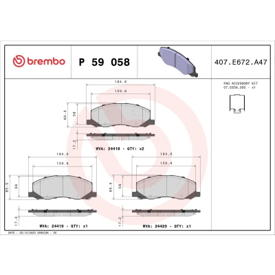 Bilde av BREMBO P 59 058 Bremseklosser med akustisk slitasjevarsel antihyle blikk tilbehør OPEL: Insignia A Sports Tourer, Hatchback