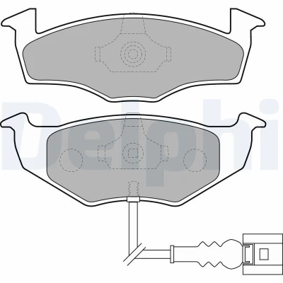 Bilde av DELPHI LP1709 Bremseklosser inkl. slitasjevarselkontakt med antihyle blikk uten tilbehør VOLKSWAGEN: Polo IV Hatchback, SKODA: Fabia 2