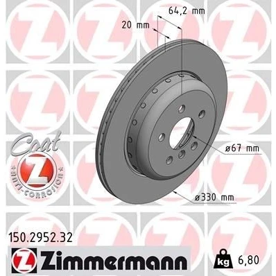 Bilde av ZIMMERMANN 150.2952.32 Bremseskiver 330 20 6/5 5 112 innvendig ventilert, todelt bremseskive belagt høy karbon BMW: Touring, 7, X3