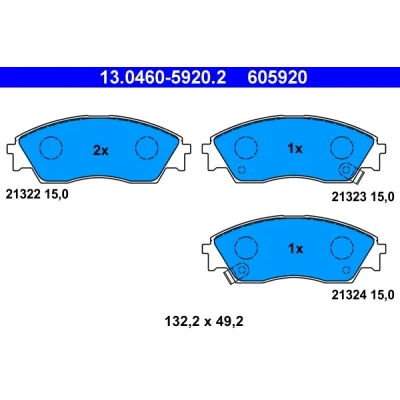 Bilde av ATE 13.0460 5920.2 Bremseklosser med akustisk slitasjevarsel HONDA: CIVIC 4 Hatchback