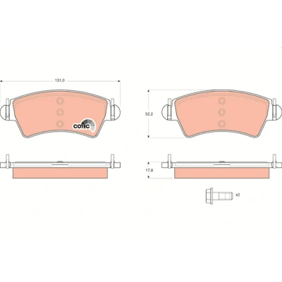 Bilde av TRW COTEC GDB1501 Bremseklosser ikke klargjort for slitasjeindikator med tilbehør PEUGEOT: 206 Hatchback