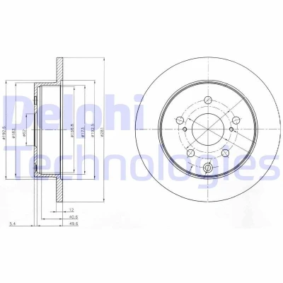 Bilde av DELPHI BG4115 Bremseskiver 281 12 5 fullt ut oljet ubehandlet uten hjullager, ABS sensorring TOYOTA: RAV4 IV SUV, III SUV