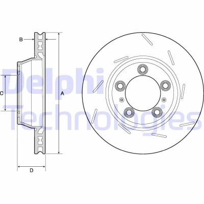 Bilde av DELPHI BG9165C Bremseskiver 330 28 5 ventilert belagt høy karbon uten hjullager, ABS sensorring PORSCHE: Panamera