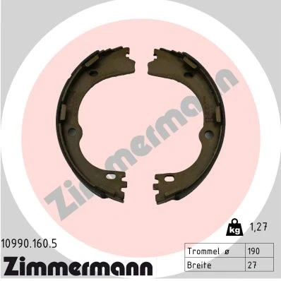 Bilde av ZIMMERMANN 10990.160.5 Bremsesko 190mm 27mm Bildet viser leveranseinnholdet KIA: Sportage IV