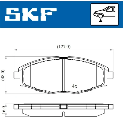 Bilde av SKF VKBP 80532 Bremseklosser ikke klargjort for slitasjeindikator DAEWOO: Lanos Sedan