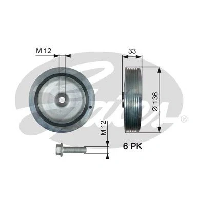 Bilde av GATES TVD1008A Remskive Veivaksel 136 med tilbehør FleetRunner Micro V Stretch Fit