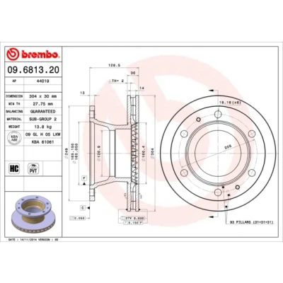 Bilde av BREMBO 09.6813.20 Bremseskiver 304 30 6 innvendig ventilert høy karbon IVECO: EuroCargo I III