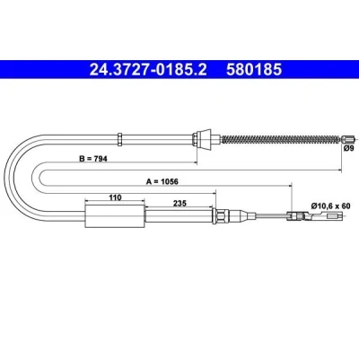 Bilde av ATE 24.3727 0185.2 Bremsekabel 1056 AUDI: A2