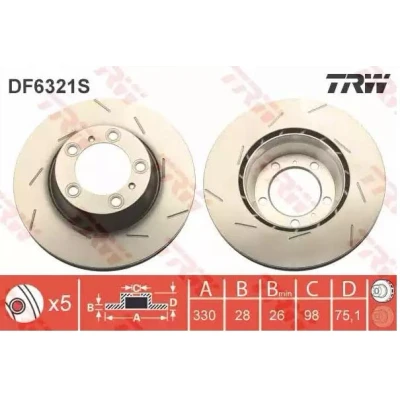 Bilde av TRW DF6321S Bremseskiver 330 28 5 130 slisset / perforert spraylakkert høy karbon PORSCHE: Panamera