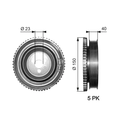 Bilde av GATES TVD1052 Remskive Veivaksel 150mm uten tilbehør PowerGrip