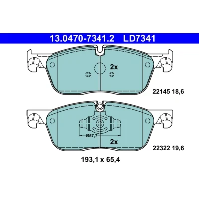 Bilde av ATE 13.0470 7341.2 Bremseklosser klargjort for slitasjeindikator, ekskl. slitasjevarselkontakt JAGUAR: F Pace, XF Sedan, LAND ROVER: Range Rover Velar