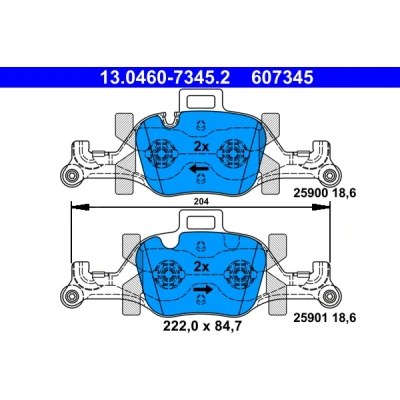 Bilde av ATE 13.0460 7345.2 Bremseklosser klargjort for slitasjeindikator, ekskl. slitasjevarselkontakt BMW: 5 Touring, Sedan, 7