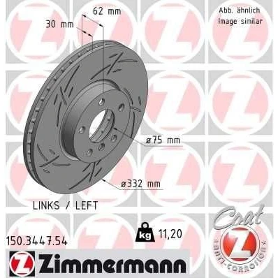 Bilde av ZIMMERMANN BLACK Z 150.3447.54 Bremseskiver 332 30 6/5 5 120 innvendig ventilert, med sliss belagt høy karbon BMW: X5, X6