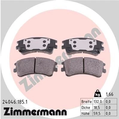 Bilde av ZIMMERMANN 24046.185.1 Bremseklosser med akustisk slitasjevarsel Bildet viser leveranseinnholdet MAZDA: 6 Stasjonsvogn, Sedan, Hatchback
