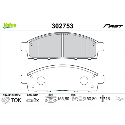 Bilde av VALEO 302753 Bremseklosser framaksel inkl. slitasjevarselkontakt uten antiskrike blikk MITSUBISHI: L200 / Triton IV Pick up, V up