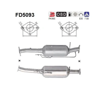 Bilde av AS FD5093 Partikkelfilter Euro 5 Cordierit FORD: Kuga Mk1 SUV 2.0 TDCi, TDCi 4x4 2008 2012