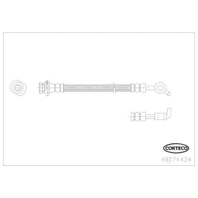 Bilde av CORTECO 49374424 Bremseslange høyre bakaksel 265 NISSAN: Qashqai / Qashqai+2 I