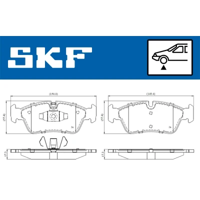 Bilde av SKF VKBP 80399 Bremseklosser klargjort for slitasjeindikator BMW: 1 Hatchback, Cabrio, Coupé