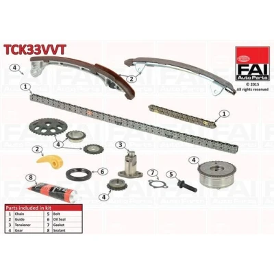 Bilde av FAI AutoParts TCK33VVT Registerkjedesett med tetning, tannhjul simplex, Boltkjede TOYOTA: RAV4 III SUV, Avensis II Station Wagon