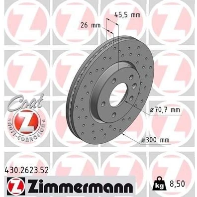 Bilde av ZIMMERMANN SPORT COAT Z 430.2623.52 Bremseskiver 300 26 6/5 5 115 innvendig ventilert, hullet belagt høy karbon OPEL: Astra J Sports Tourer