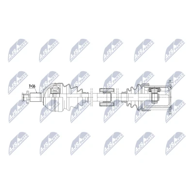 Bilde av NTY NPW VW 225 Drivaksel framaksel høyre 777mm Dobbel clutch girkasse 7 gir