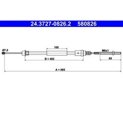 Bilde av ATE 24.3727 0826.2 Bremsekabel 695 PEUGEOT: 406 Stasjonsvogn, Sedan