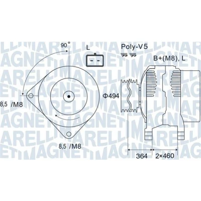 Bilde av MAGNETI MARELLI 063731645010 Dynamo 12V 125A OPEL: Vivaro A Van, Flatvogn lastebil / Chassis, RENAULT: Kangoo I Express, TRAFIC 2 Bus
