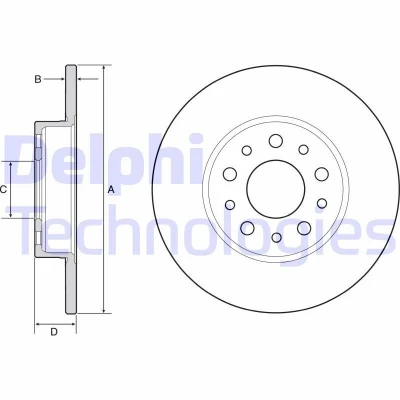 Bilde av DELPHI BG4655C Bremseskiver 251 10 5 fullt ut belagt ubehandlet uten hjullager, ABS sensorring FIAT: 500L