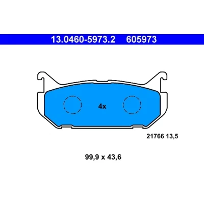 Bilde av ATE 13.0460 5973.2 Bremseklosser ikke klargjort for slitasjeindikator, ekskl. slitasjevarselkontakt MAZDA: Xedos 6, 626 IV Hatchback