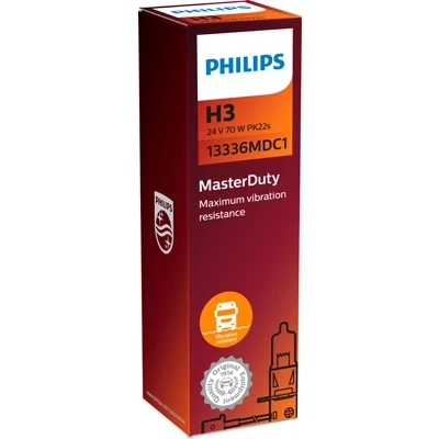 Bilde av Halogenpære PHILIPS MasterDuty H3 PK22s, Øvre, mercedes benz t1/tn flak/chassi, skåp, 100073733, 1102 259, 112201240, 135 4883, 21