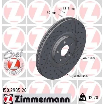 Bilde av ZIMMERMANN 150.2985.20 Bremseskiver 360 30 6/5 5 112 innvendig ventilert, nedsenket, med sliss belagt høy karbon