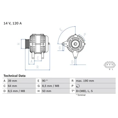 Bilde av BOSCH 0 986 082 440 Dynamo 14V 120A NISSAN: Qashqai / Qashqai+2 I