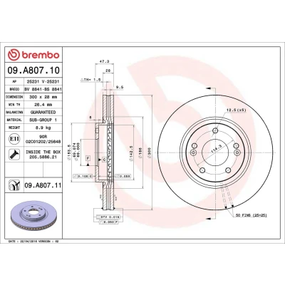 Bilde av BREMBO COATED DISC LINE 09.A807.11 Bremseskiver 300 28 5 innvendig ventilert belagt med skruer KIA: Sportage II