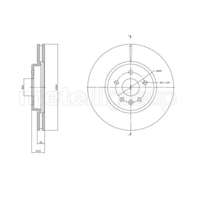 Bilde av METELLI 23 1849C Bremseskiver 300,0 26,0 5 60,0 ventilert spraylakkert OPEL: Astra K Sports Tourer, Hatchback