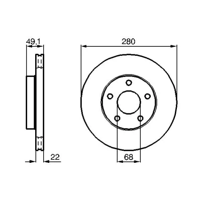 Bilde av BOSCH 0 986 478 833 Bremseskiver 280 22 5 114,3 ventilert, innvendig ventilert oljet