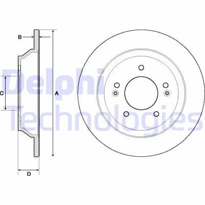 Bilde av DELPHI BG4708C Bremseskiver 284 10 5 fullt ut belagt ubehandlet uten hjullager, ABS sensorring KIA: SOUL 2, CARENS 4, HYUNDAI: Kona SUV
