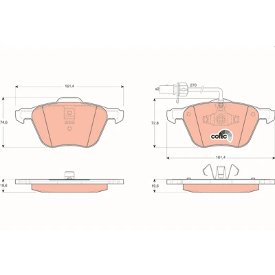 Bilde av TRW COTEC GDB1460 Bremseklosser inkl. slitasjevarselkontakt VOLKSWAGEN: Transporter 4 Bus, 4, Sharan I, SEAT: Alhambra I
