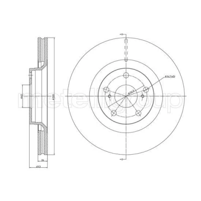Bilde av METELLI 23 1333C Bremseskiver 320,0 26,0 5 62,0 ventilert spraylakkert TOYOTA: Avensis III Stasjonsvogn, Sedan, Verso
