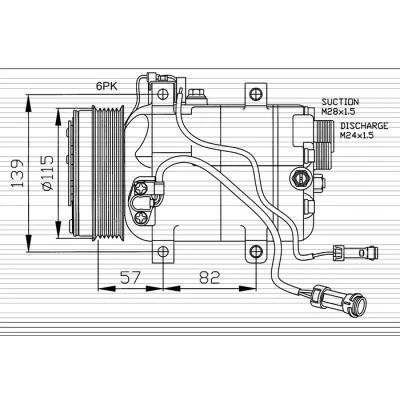 Bilde av NRF 32028 Kompressor DCW17D 12 PAG 46 R 134a med kompressorlje, tetningsring AUDI: A8 D2