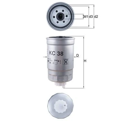 Bilde av MAHLE ORIGINAL KC 38 Drivstoffilter Påskruingsfilter FIAT: Ducato II Flatvogn lastebil/Chassis, Van, VOLKSWAGEN: GOLF 2, IVECO: DAILY 3