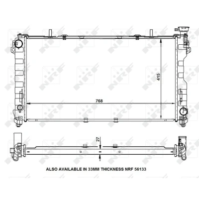 Bilde av NRF 53156 Radiator Aluminium 768 415 27 med påbyggingsdeler Kjøleribber loddet CHRYSLER: VOYAGER 4