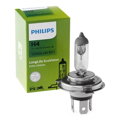 Bilde av PHILIPS 12342LLECOC1 Lyspære, fjernlys H4 12V 60/55W 3000K Halogen VOLKSWAGEN: Transporter 5 Bus, 5, CADDY 4 Kasten