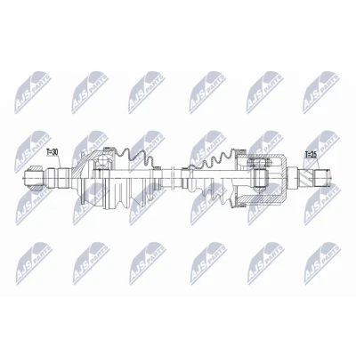 Bilde av NTY NPW PL 149 Drivaksel framaksel venstre 622mm Manuell girkasse, 6 trinns